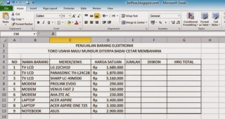 tabel penjualan MS Excel